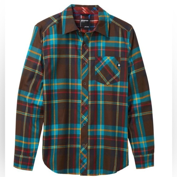 Marmot Anderson Lightweight Flannel Shirt - Brown and Blue - Picture 1 of 8